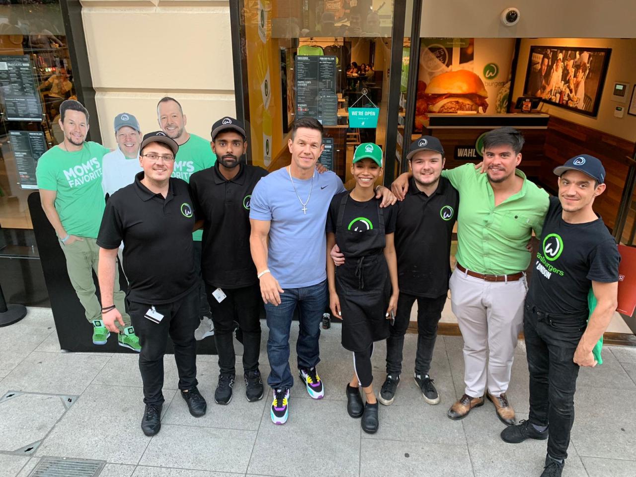 David Martins with the restaurant team outside Wahlburgers London